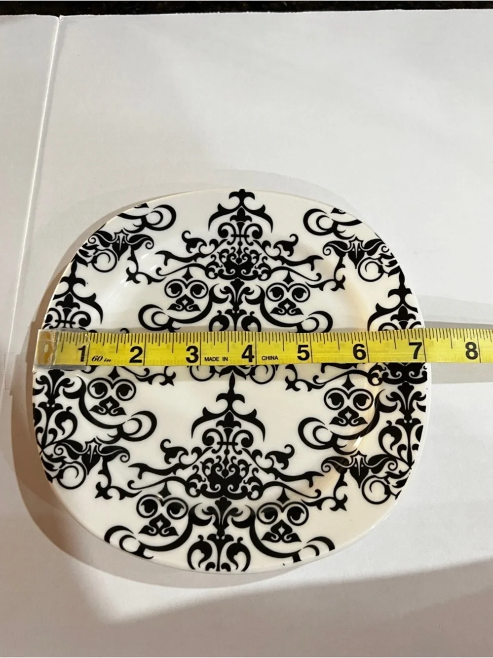 Pottery Barn Versailles Salad Plate Semi-Square Black/White Ceramic